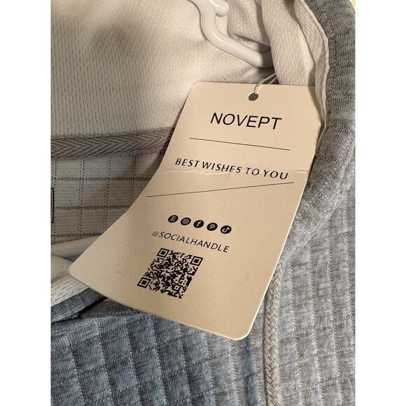 NOVEPT Quilted Style Sweatshirt Top with Hood Gray Front Pocket 2XL - Picture 11 of 13